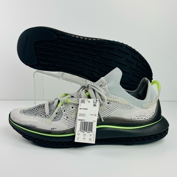 SIZE 13 - adidas 4D Fusio Gray Signal Green 2021 Mens Running Shoes H04511 - Picture 1 of 13
